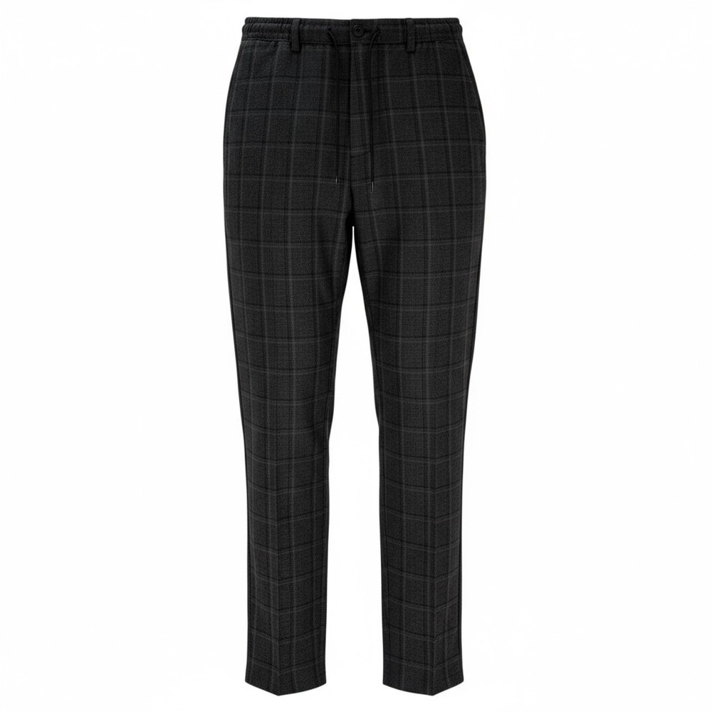 Zara Women's Gray Plaid Checkered Casual Pants Trousers Elastic Waist Large
